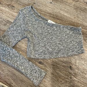 Better Be one shoulder crop top long sleeve